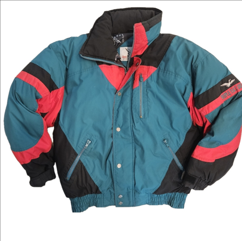 Men's Vintage Teal and Red Ski Jacket